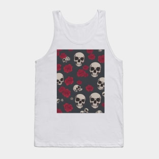 skulls and red roses Tank Top